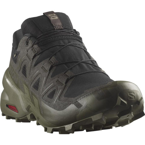 Salomon Men's Speedcross 6 Sneaker, Black/Peat/Deep Lichen Green, 12