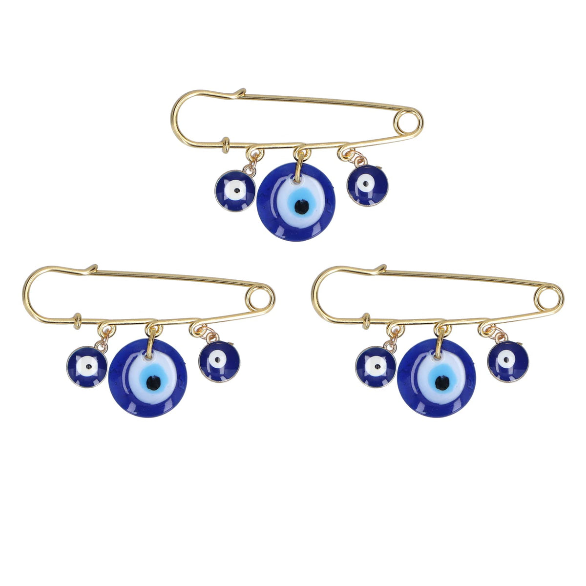 Ler Pin for Baby,Evil Eye Gold Pin,Sewing Notions Supplies,3Pcs Clothing Pins 3 Blue Eye Pendants Golden Pin Exquisite Multifunctional Safety Pins for Clothes Bag Scarf Decoration