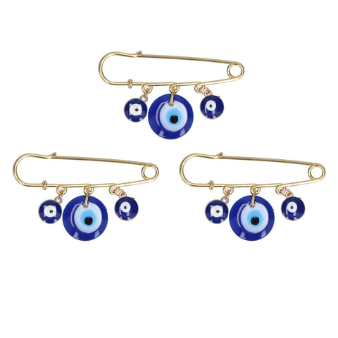 Ler Pin for Baby,Evil Eye Gold Pin,Sewing Notions Supplies,3Pcs Clothing Pins 3 Blue Eye Pendants Golden Pin Exquisite Multifunctional Safety Pins for Clothes Bag Scarf Decoration