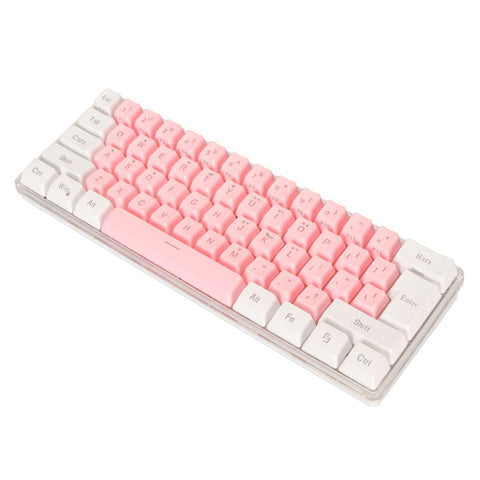 60% Gaming Keyboard, Ergonomic DC 5V USB Wired RGB Backlight 61 Keys Imitated Mechanical Technique Office Keyboard for PC (White Pink)