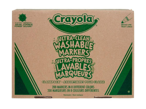 Crayola Broad Line Washable Markers - 200ct (8 Colors), Kids Bulk Classroom Markers, Back to School, Teacher Classroom Must Have