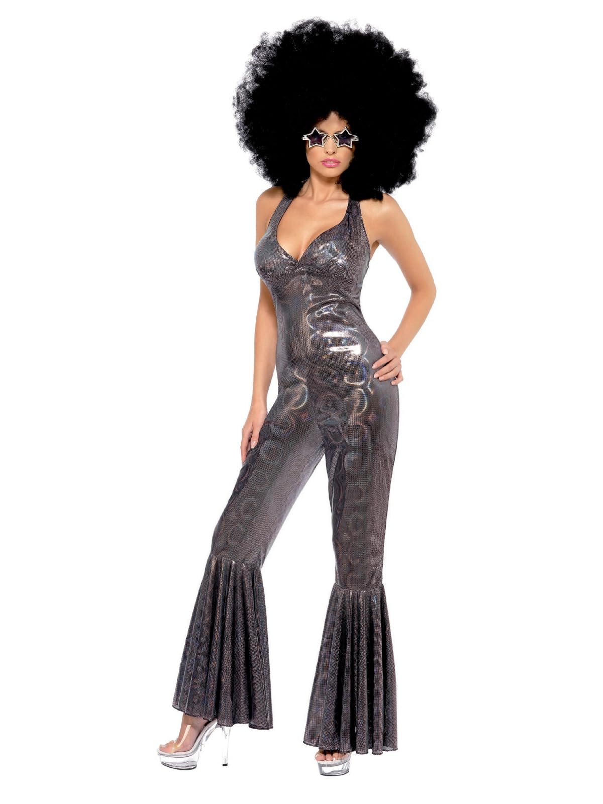 Smiffys Disco Diva Costume, Silver, S - UK Size 08-10