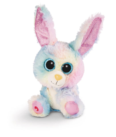Nici 45561 Glubschis Animal, Cuddly Toy Bunny Rainbow Candy 15cm, Grey/Multi-Coloured