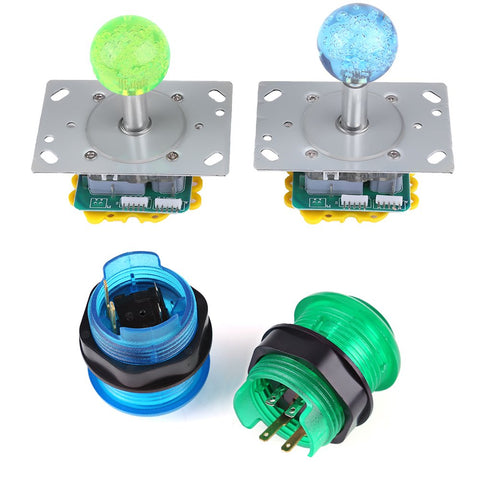 Walfront 20 DIY LED Illuminated Arcade Game Buttons + 2 Joysticks + 2 USB Encoder Kit Game Parts Set
