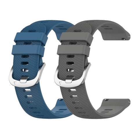 Garmcool 2 Pack 22mm Straps Compatible with Garmin Forerunner 255/Venu 2/Vivoactive 4/ Venu 3 Strap Sea Blue, Grey Women Men, Silicone Classic Replacement Watchbands (Strap Only)