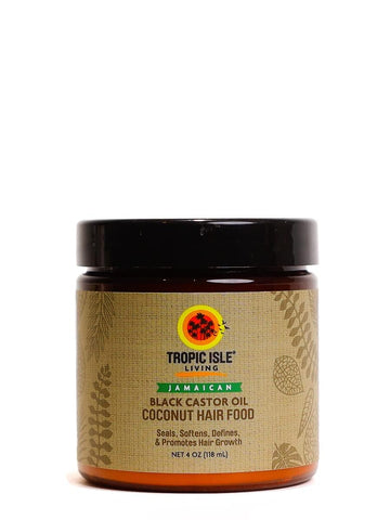 Jamaican Black Castor Oil Coconut Hair Food 4 oz | Seals, Softens, Defines & Promotes Hair Growth | Traditional Handmade Jamaican Black Castor Oil & Coconut |