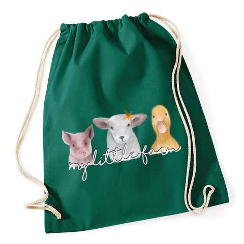 Hippowarehouse My little farm pig sheep duck watercolour animals Drawstring Cotton School Gym Bag 37cm x 46cm, 12 litres