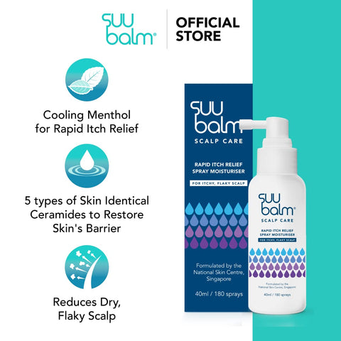 Suu Balm Scalp Spray - Rapid Itch Relief Scalp Moisturiser - Itch Relief in 5 Minutes - Dry, Flaky, Itchy Scalp Treatment (100ml)