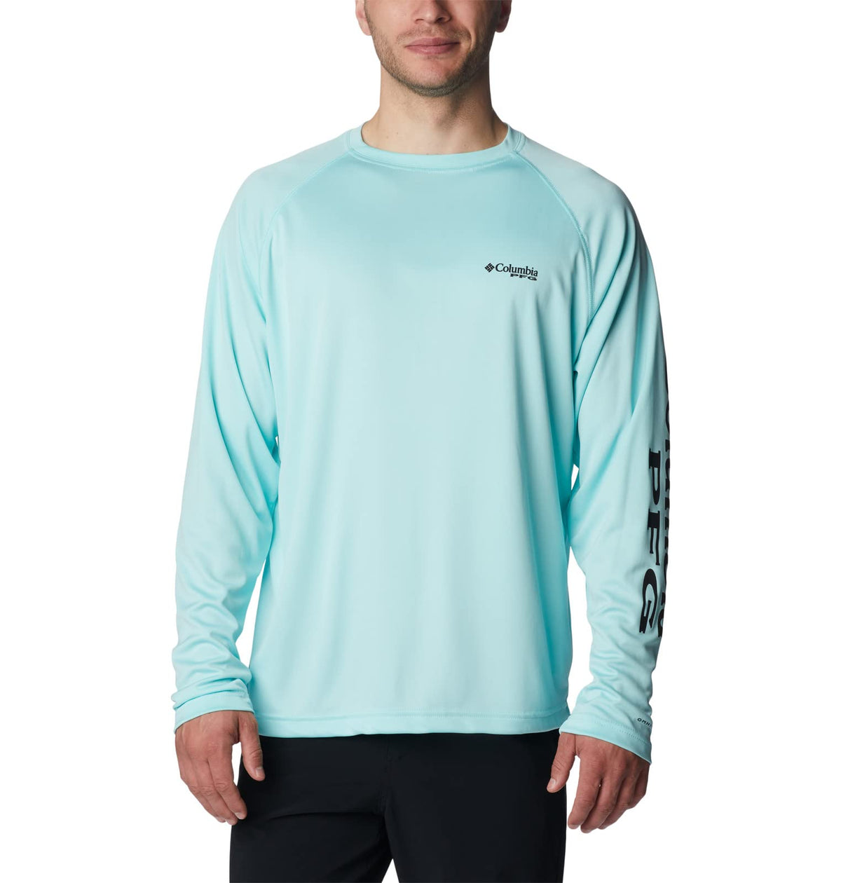 Columbia Men's Terminal Tackle Long Sleeve Fishing Shirt, Gulf Stream/Black Logo, Small