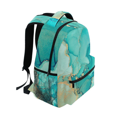 Childrens Backpack, Schoolbag Marble Abstract Fluid Art Blue Large Capacity Students Bookbag Rucksack Knapsack for Boys Girls Adults Teen