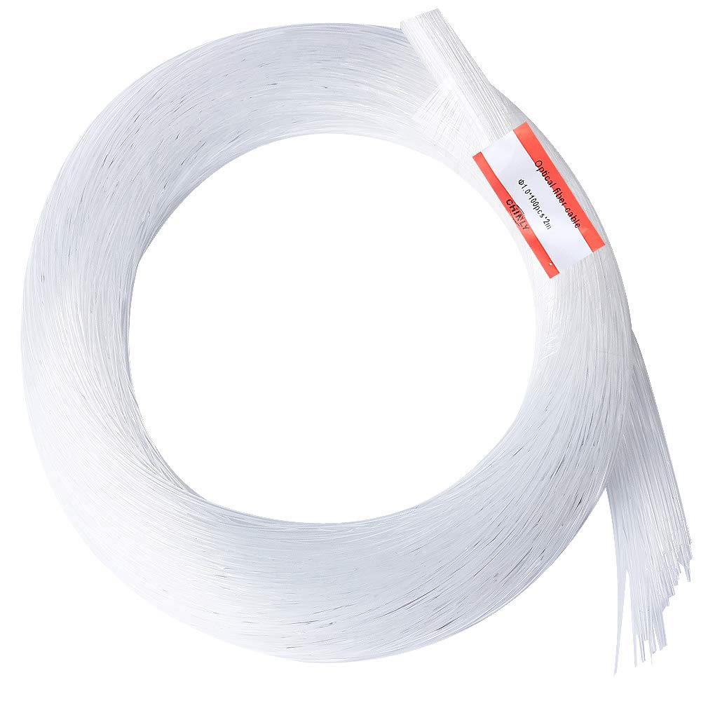 CHINLY 100pcs ?0.04in(1.0mm) 6.5ft(2M) Long PMMA Plastic end Glow Fiber Optic Cable for Star Sky Ceiling All Kind led Light Engine Driver
