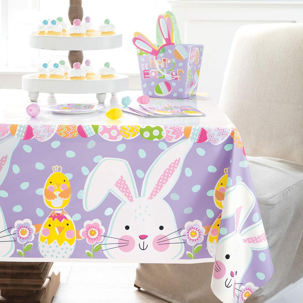 Lilac Easter Rectangular Plastic Tablecover - 1 Pc