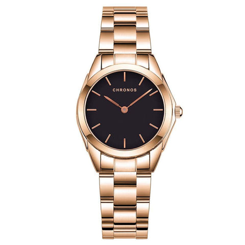 CHRONOS Women Watch Fashion Casual Japanese Quartz Watches Ladies Business Waterproof Stainless Steel Watch Clock for Girls (Rose Gold 4)