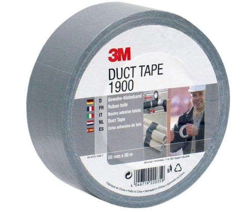 3M 1900 Value Duct Tape Silver-Grey Duct Tape for all Repairing, Labelling and Sealing Jobs, 50 mm x 50 m, 1 x Roll of Duct Tape