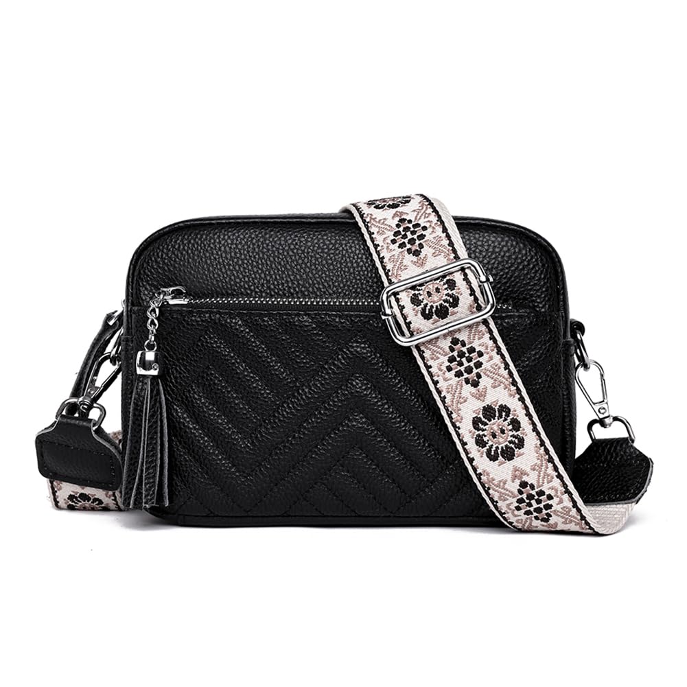 TIAASTAP Cross Body Bag - Small Handbags & Shoulder Bags with Adjustable Wide Strap, Multipurpose Leather Crossbody Bag for Women Ladies Girls Daily Use (Z02 Black)