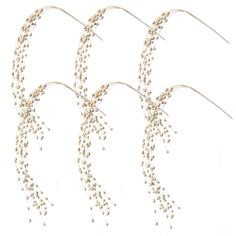 Glitter Christmas Picks Sprays Set of 6 Artificial Glitter Berry Stems Decorative Twigs Glittered Berry Picks for Xmas Tree Filler Branches Wreaths Garlands Craft Supplies Home Decor (6, Champagne)