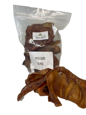 Pigs Ears 10 PCS Bulmer Pet Foods 100% Natural Air Dried Premium Quality Pigs Ears