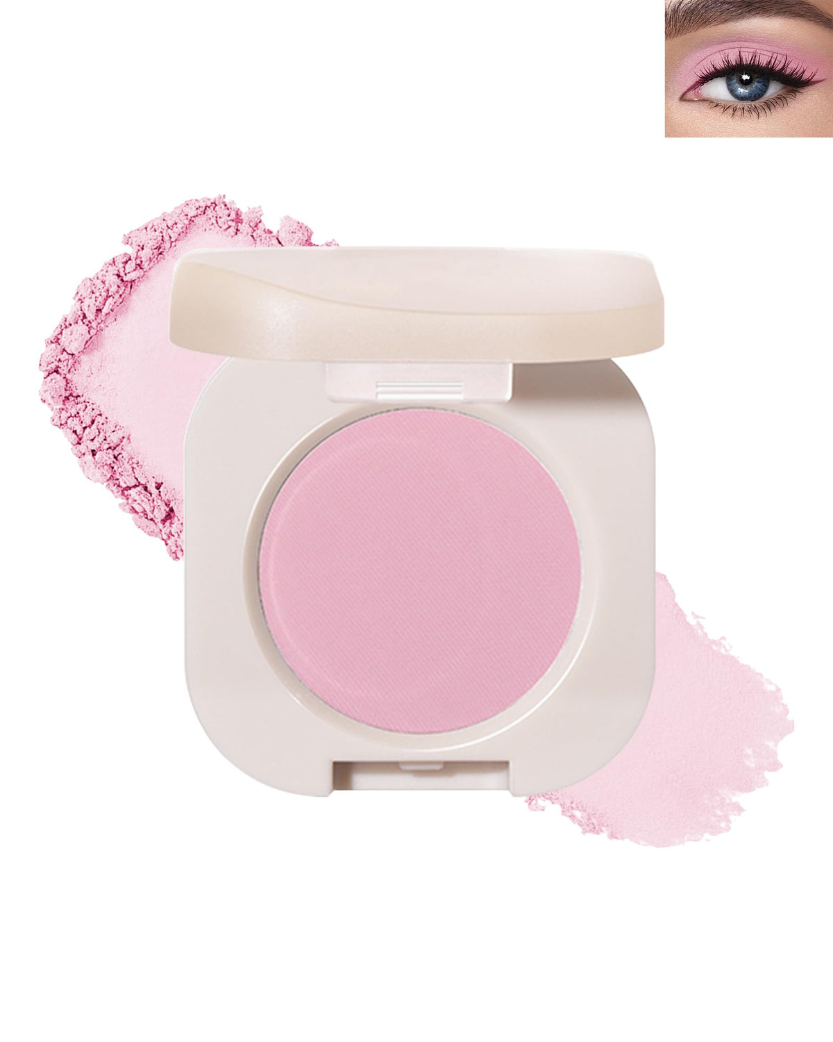 Single Matte Eyeshadow, Lavender Pink Eye Shadow & Blush Palette, Ultra-fine Velvet Eyeshadow Compact Powder, High Pigment, Long Lasting, Multiuse Blendable Korean Eye & Face Makeup, Half Pink