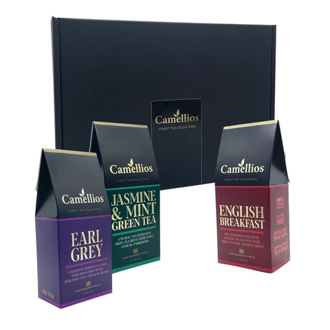 Tea Selection Gift Set, 3 Premium Specialty Teas, Eco Friendly Gift, Camellios (3 Packs, 15 Tea Bags Each)