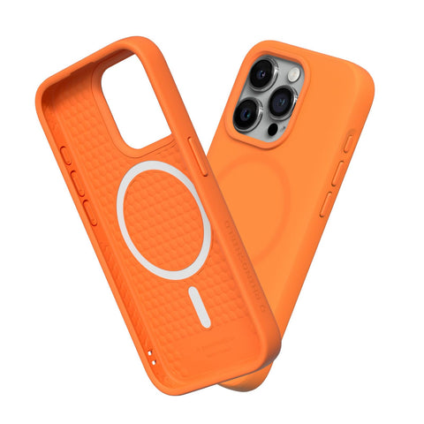 RhinoShield SolidSuit Case Compatible with Magsafe for [iPhone 15 Pro] | Shock Absorbent Slim Design Protective Cover with Premium Matte Finish 3.5M / 11ft Drop Protection - Neon Orange