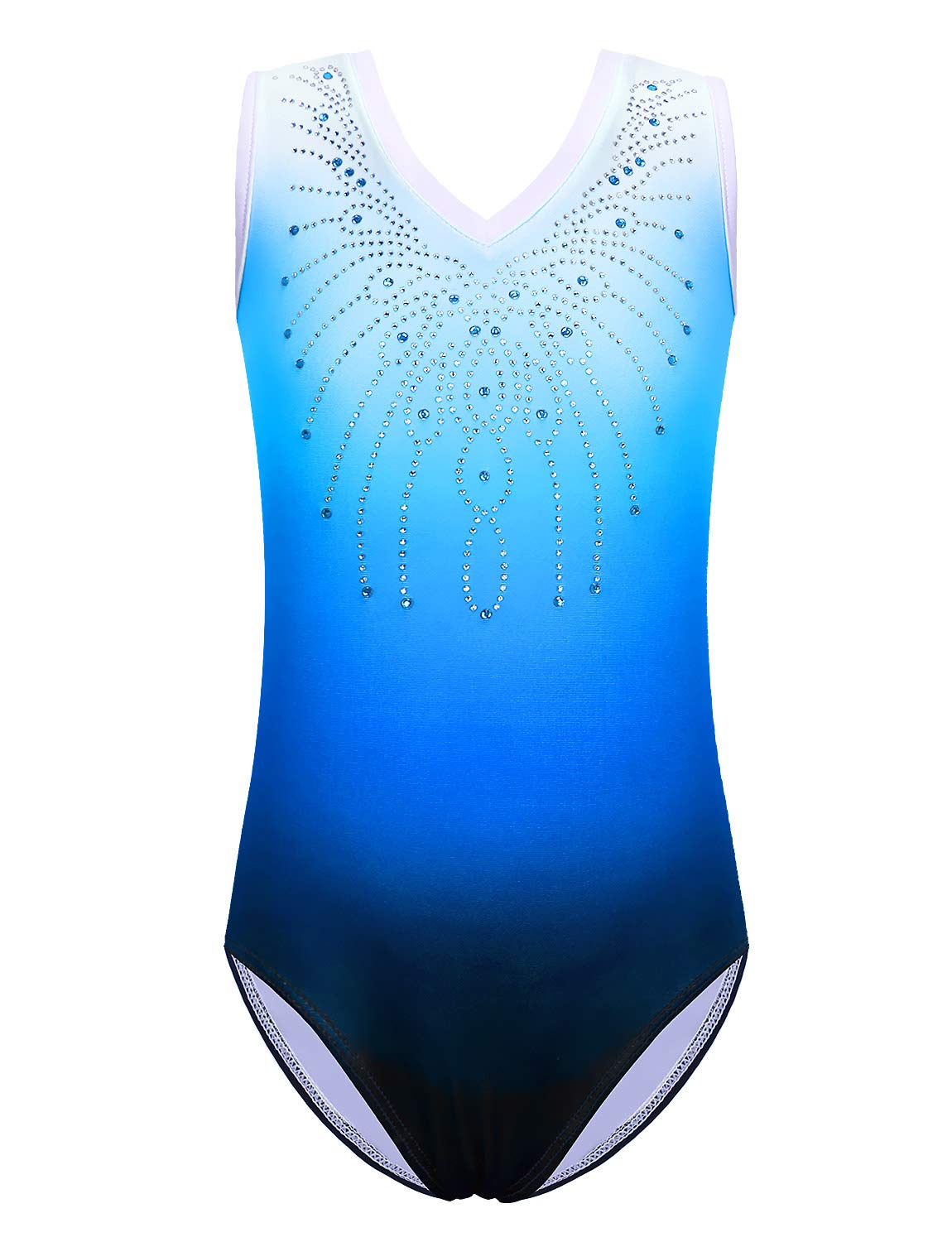BAOHULU Gymnastics Leotard for Girls Shiny Diamond Ballet Dance One Piece B180_Blue_8A