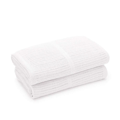 Bloomsbury Mill - Cellular Blankets Baby - Soft 100% Organic Cotton Baby Blanket - Pack of 2 - Baby Essentials For Newborn - Ideal for Cot Bed, Travel, Car Seat, Pram, Moses Basket - White 75x95cm