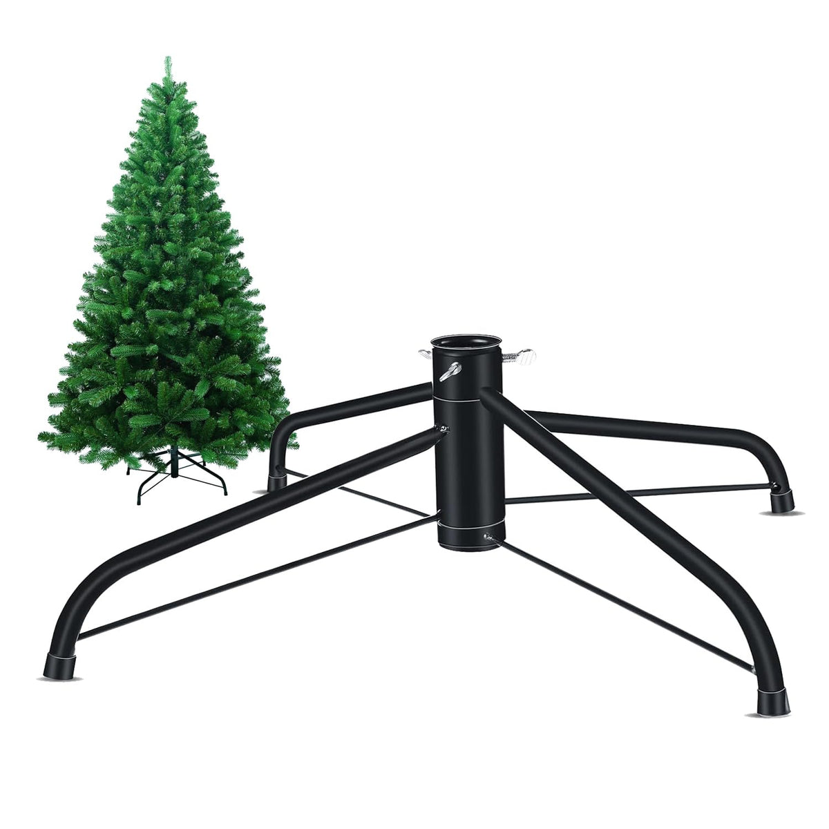 ASOENTIWOX Christmas Tree Stand (17in/43cm) Metal Christmas Tree Base, Universal Christmas Tree Legs Replace, Center Inner Diameter 2.3cm, Tree Stand for 3-6 Foot Christmas Tree (Green)