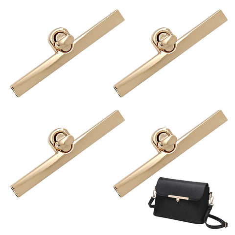Zasjon Metal Bag Fasteners 4 Pieces Handbags Lock Closures Purse Wallet Closure Bag Rotating Lock Locks Accessories Twist Turn Lock for DIY Bags, Gold