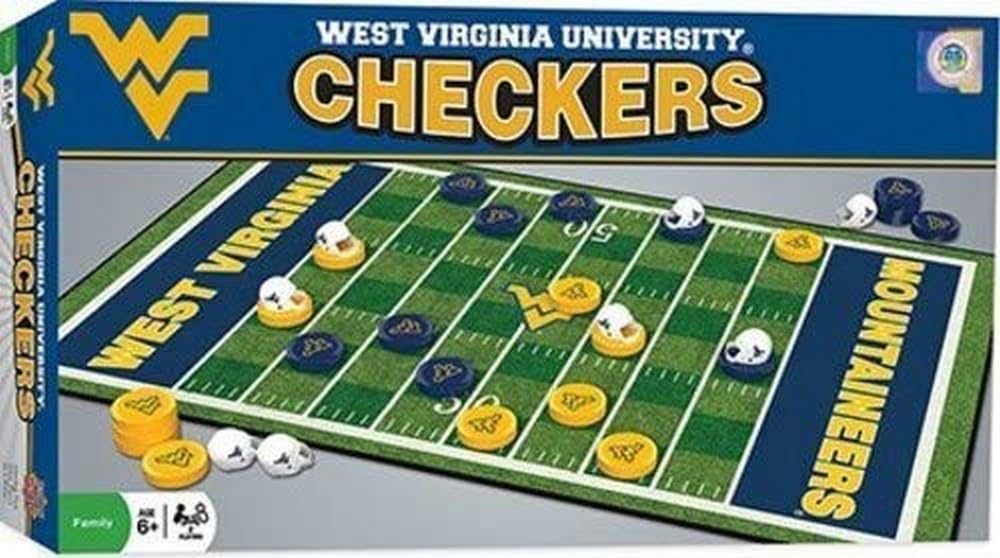 MasterPieces Family Game - NCAA West Virginia Mountaineers Checkers - Officially Licensed Board Game for Kids & Adults, 13" x 21"