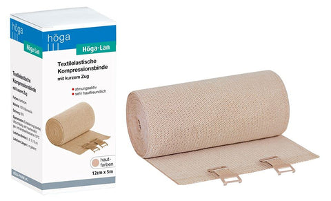 HÖGA LAN Textilela Tables Compression Bandage with Short/12 cm x 5 m Stretched - Gentle On The Skin, Breathable, Elastic, Washable