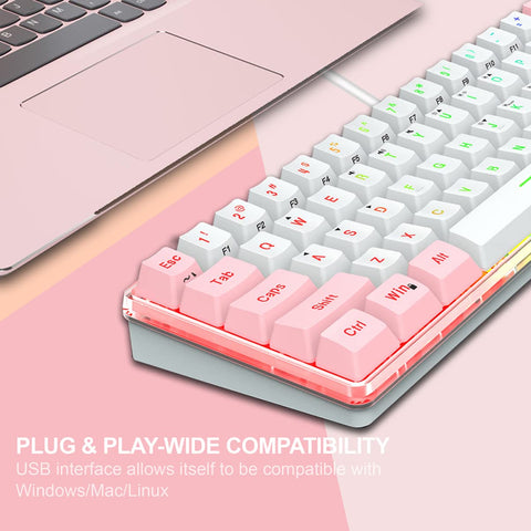 SOLUSTRE 2pcs 61 Key Keyboard Mechanical Keyboards Computer Keyboard USB Keyboard RGB Keyboard Wired Mechanical Keyboard Waterproof Keyboard RGB Mechanical Keyboard mx Keys Keyboard Gaming