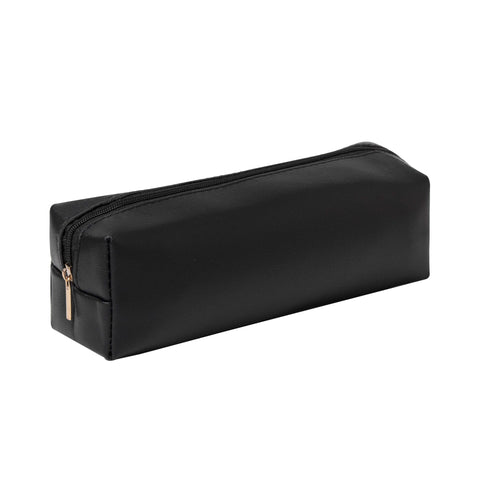 OZAOZ Pencil Case Cosmetic Pouch PU Leather Zipper Pen Case for Pen and Pencils (Black)