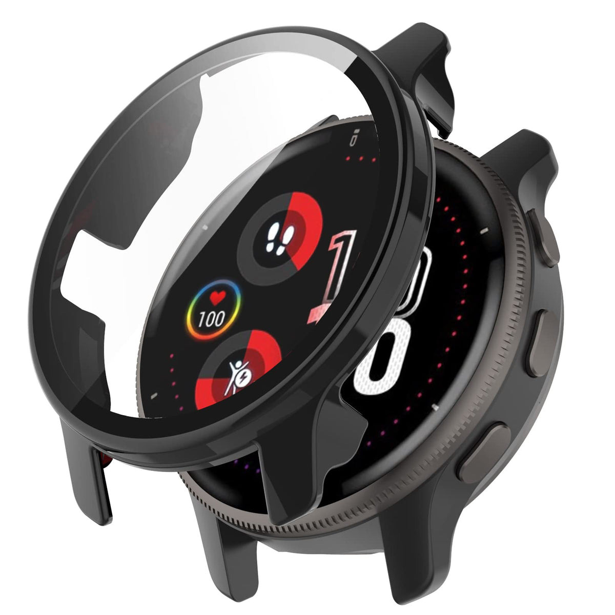 AWADUO Smartwatch Full Coverage PC Protective Case Cover with Tempered Glass Screen Protector Compatible with Garmin Venu 2 Plus, Soft and Durable