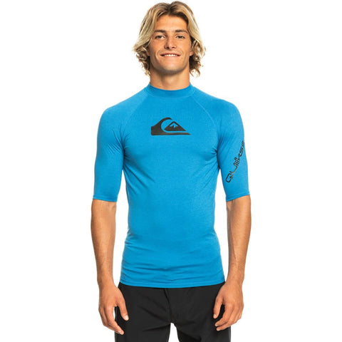 Quiksilver Mens All Time Ss S/SL Surf Tee - Snorkel Blue Heather | Large