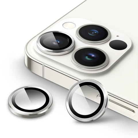 JETech Camera Lens Protector for iPhone 13 Pro 6.1-Inch and iPhone 13 Pro Max 6.7-Inch, 9H Tempered Glass Metal Individual Ring Cover, HD Clear, 1 Set (Silver)