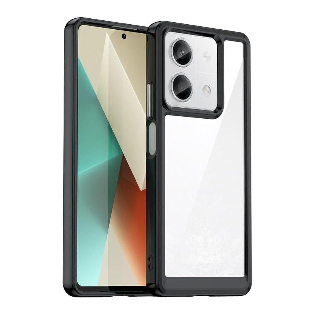 Nikaque For Redmi Note 13 Case, Flexible TPU Bumper & Transparent Back, Air Cushion Drop Protection, Slim Fit, Anti-Fingerprint, Full Protection Phone Case Cover for Xiaomi Redmi Note 13, Black