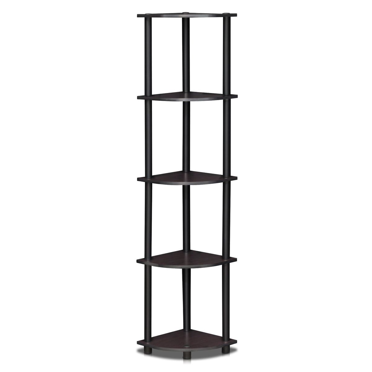 Furinno Turn-N-Tube 5 Tier Corner Display Rack Multipurpose Shelving Unit, Dark Walnut