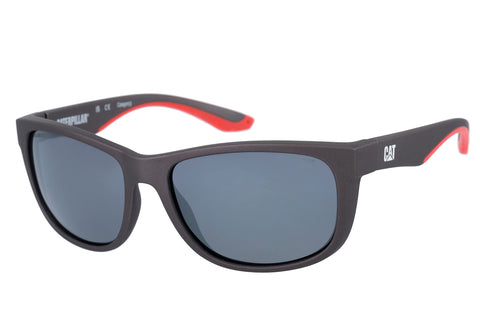 Caterpillar 8011 Men's Polarized Square Sunglasses, Rubberized Matte Grey, 59 mm