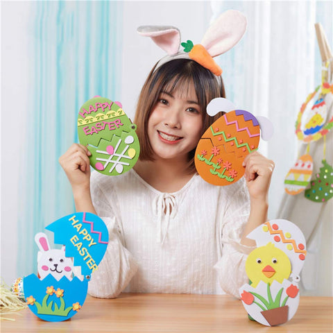 4pcs Handmade Out of Shell Egg Easter Basket Fillers for Easter Felt Crafts for Kids DIY Material Ornament Paper Easter Crafts for Kids Extra Large Basket Chick Flowers Child