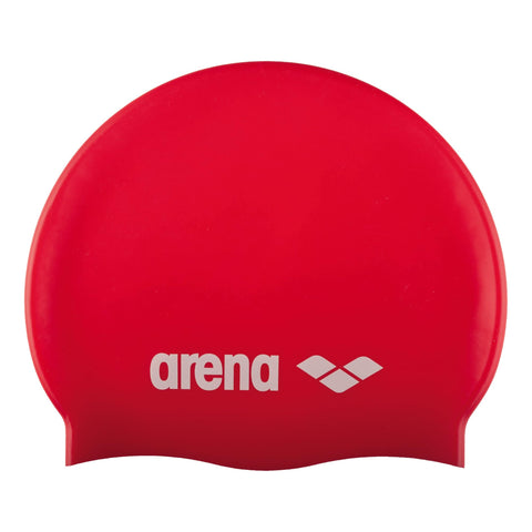 Arena Classic Junior Silicone Unisex Swim Cap for Girls and Boys Comfortable Durable Kidsâ€™ Pool Bathing Cap, One Size, Red/White