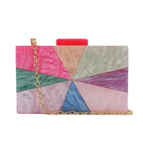 Acrylic Evening Clutch Bag Multicolor Crossbody Bag with Detachable Chain Purse Handbag For Banquets Weddings Proms Parties