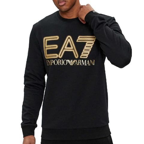 EA7 Men's Graphic Neon Sweatshirt, Black, M