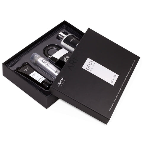 ARMAF Opus Homme 4-Piece Set for Men, (3.4 Oz Eau De Parfum + 3.4 Oz Body Lotion + 1.7 Oz Body Spray + 8.4 Body Mist)