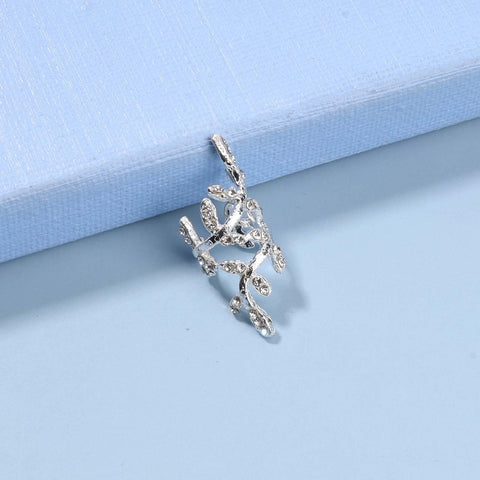 Yheakne Boho Cz Leaf Ear Cuff Earrings Silver Ear Crawler Earrings Paved Rhinestone Cartilage Cuff Earrings Non Piercing Ear Cuff Wrap Earrings Jewelry for Women and Girls Gifts