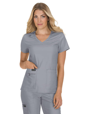 KOI Basics 373 Women's Becca Top Platinum Grey L