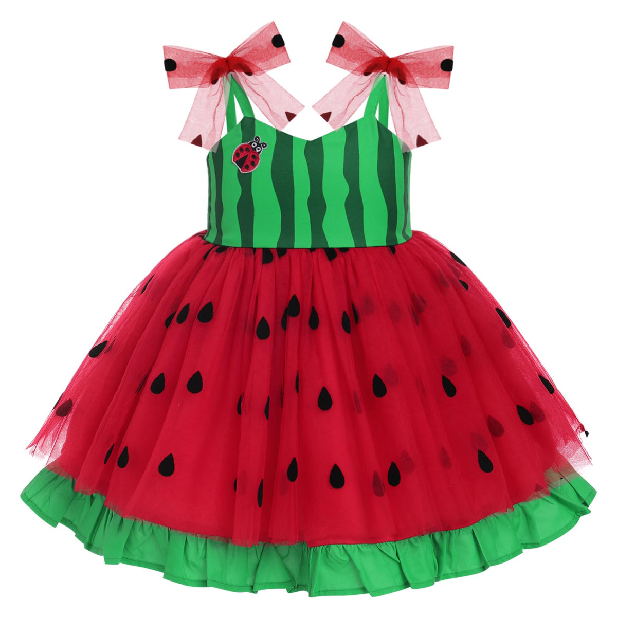 Kids Baby Girls Watermelon Dress Tulle Tutu Dress 1st 2nd First Birthday Outfit Princess Halloween Cake Smash for Photo Shoot Toddler Girls Confetti Dress Red Green Melon 12-18 Months