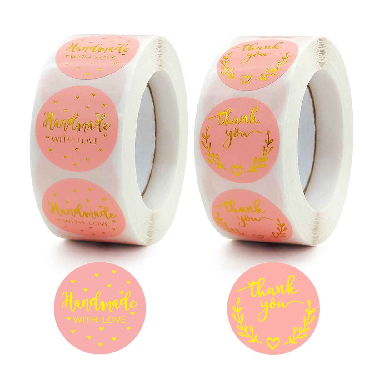 Belvanr Made with Love Stickers, 1000 Pieces, Thank You Stickers, Handmade Round Labels, Handmade with Love Stickers for Envelopes, Baking, Gift Bags