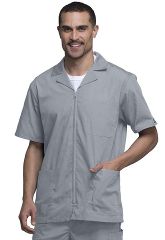Cherokee Workwear Scrubs Men's Zip Front Jacket, Grey, Large