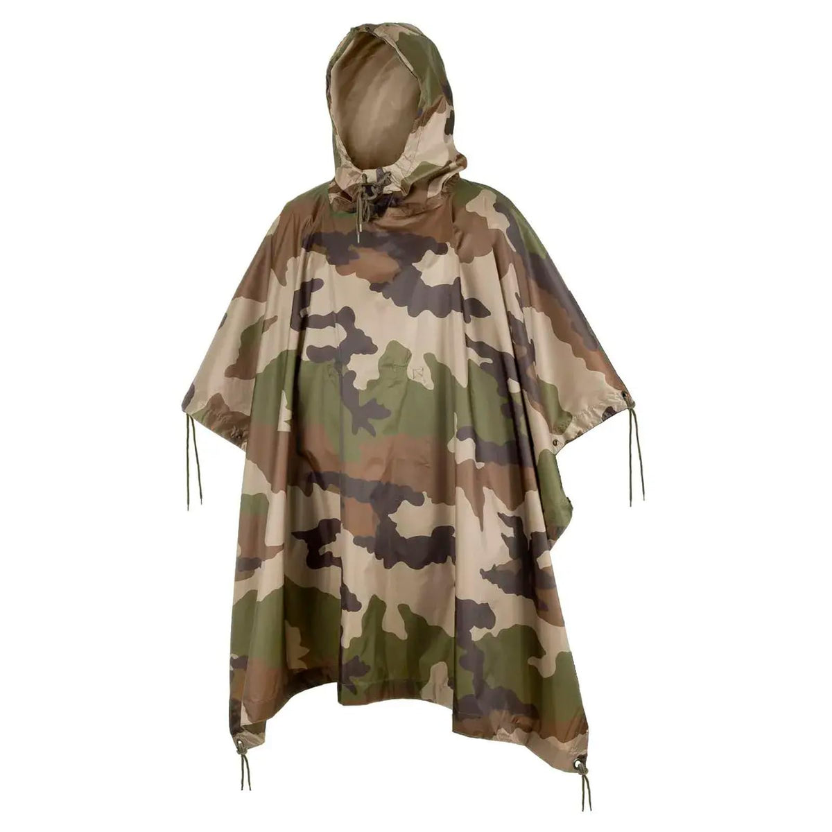 Mil-Tec Adult Ripstop Wet Weather Waterproof Multi-Use Rain Poncho with Hood - Use as Bivouac Sack, Shelter Tent - Cce Camo