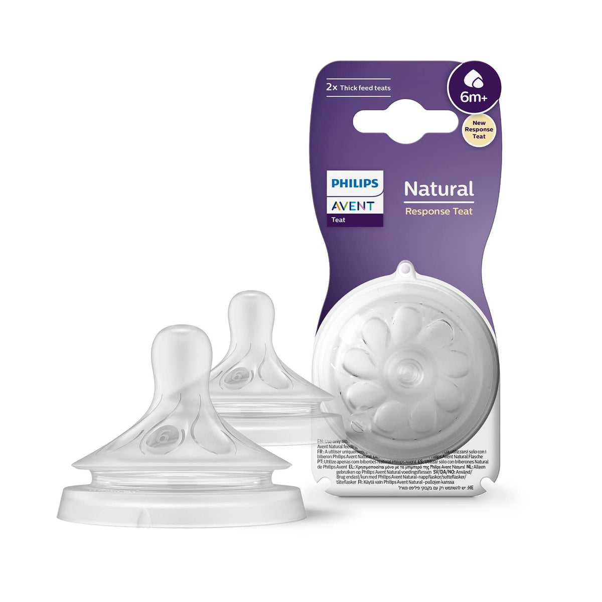 Philips Avent Natural Response Bottle Teat - 2 x Baby Bottle Flow 6 Teats for Babies Aged 6+ Months, BPA Free (Model SCY966/02)